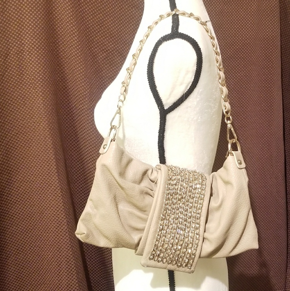 Shoedazzle Beige Purse Clutch Shoulder Bag
